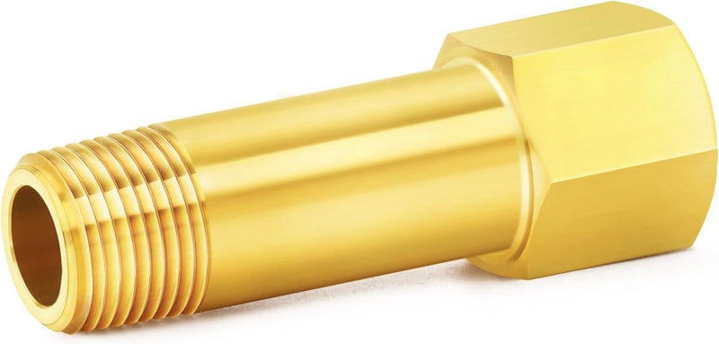 ChillWaves Brass Pipe Fitting, Long Nipple Pipe 1" NPT Male x 1" NPT Female Thread 2" Length(50MM)(1-PACK) - Image 1